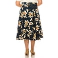thumbnail image 3 of Women's Plus Size Classic Floral Print Flared Lightweight Midi A-line Skirt, 3 of 5