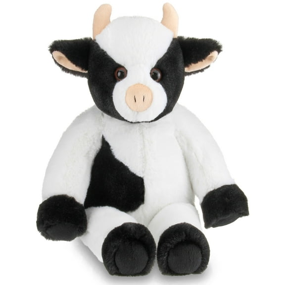Bearington Cowlin The Cow Plush Toy: 15” Tall Friendly Stuffed Farm Animal, Black and White with Soft Horns; Surface Washable; Great Gift for Boys, Girls, and Animal Lovers of All Ages