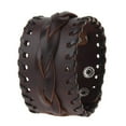 thumbnail image 3 of Moda punk hombres mujeres cuero ancho pu cuero cinturón brazalete - marrón Hugo Brazalete ancho para hombre, 3 of 5