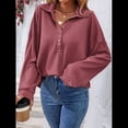 thumbnail image 4 of Sudadera Informal de Larga con Solapa y Botones para Mujer, Estilo 2025 Rojo S, 4 of 10