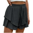 thumbnail image 1 of ameIAEA Womens Summer Vacation Shorts High Waisted Wide Leg Drawstring Ruffle Flowy Shorts with Pockets, 1 of 5