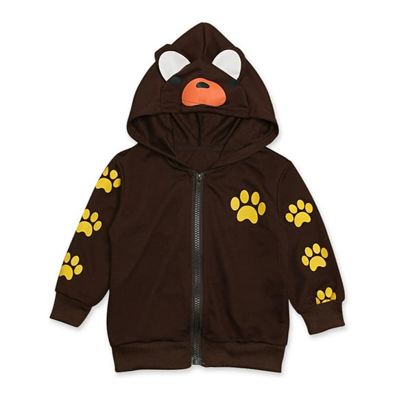 Odeerbi Toddler Winter Coat Kids Boys Outerwear Jackets Girls Hoody Jackets Zip Up Coats Sweatshirt Brown