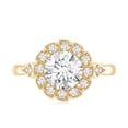 thumbnail image 4 of Rosec Jewels Flower Engagement Ring - Lab Created Diamond Halo Ring - EF-VS Quality Certified, 14K Yellow Gold, US 4.00, 4 of 8