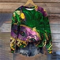 thumbnail image 3 of Tbopshirt Womens Tops,Mardi Gras Clothing,Carnival Fashion Printed Long Sleeved Round Neck Top,Tops for Women's, 3 of 4