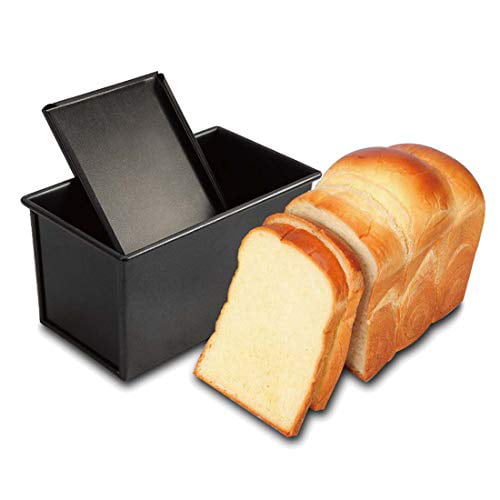 Vented Hole for Rapid Baking Golden CHICHENG Loaf Pan with Cover/Bread Baking Mould Cake Toast/Non-Stick Toast Box with Lid for 450g Dough