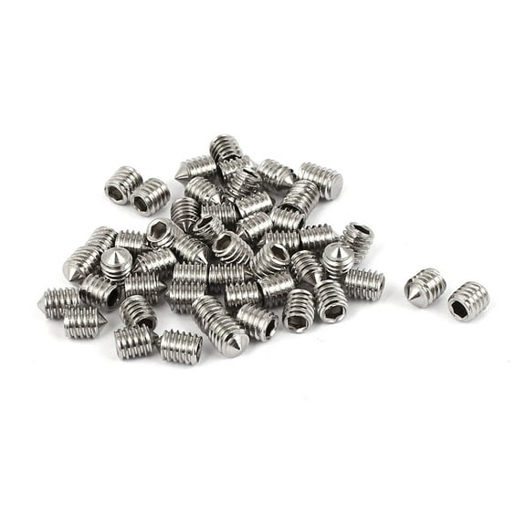 M4 x 5mm 304 Stainless Steel Cone Point Hex Socket Set Grub Screw 50 Pcs