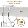 thumbnail image 3 of 50 Pcs Metal Curtain Rings with Eyelets, 1.5 inch Inner Diameter Drapery Rings Apply for Curtain Rods, Silver(Fits Up to 1 1/4-Inch Rod), 3 of 8