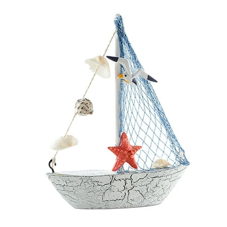 

Home Nautical Wooden Sailboat Ornament Beach Decoration Retro Wooden Sailboat Beach Ornament Kitchen Bathroom Office Party Center Decoration