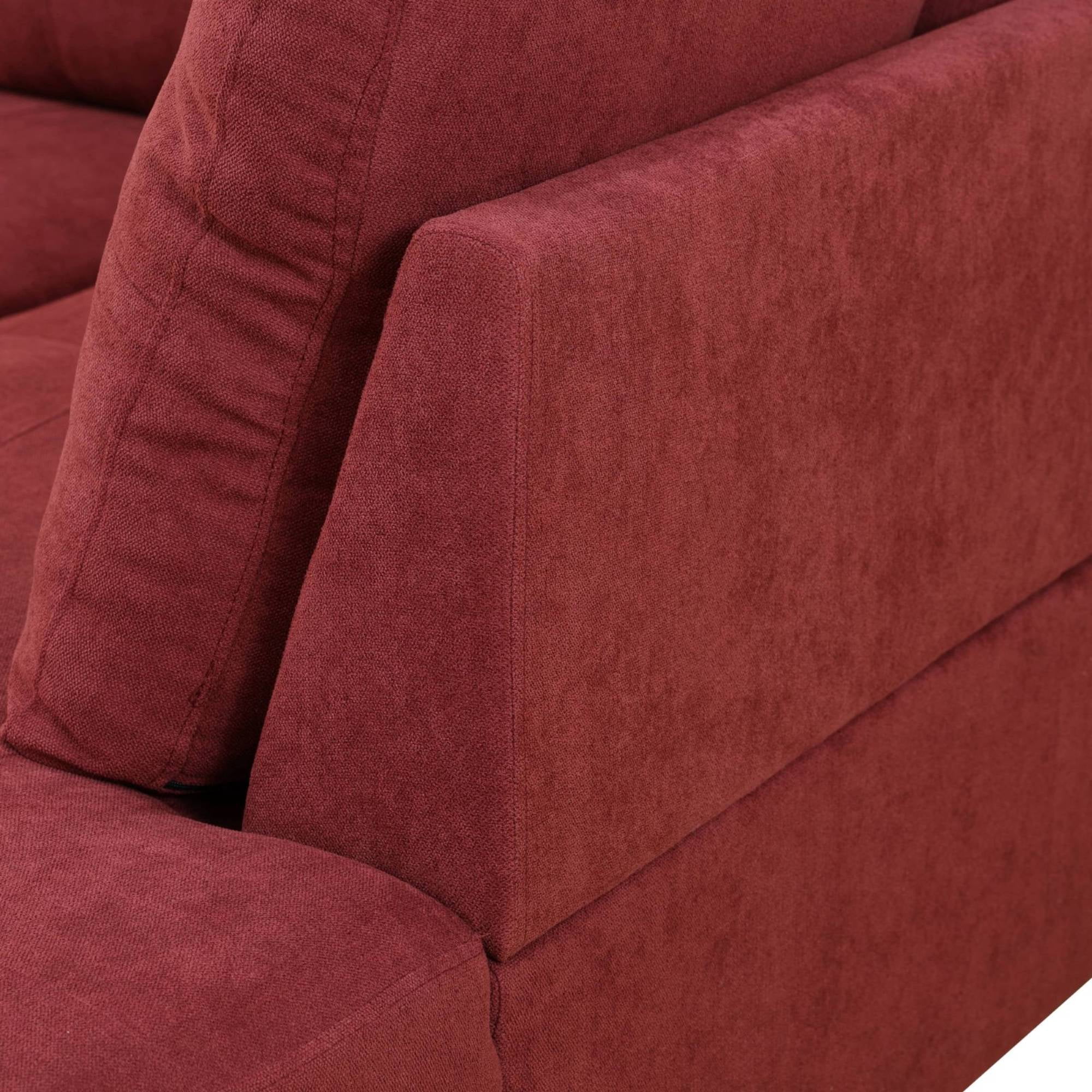 L Shape Sectional Sofa Couches Set, Upholstered Leather Corner Couch with Tufted Cushions for Living Room, Red