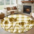 thumbnail image 3 of Yellow Tulip Round Area&nbsp;Rug 5ft Yellow Flower Silhouette Non-Slip&nbsp;Washable Circle Rugs Soft Felt Indoor Floor Mat for Bedroom Kitchen Living Room Bathroom, 3 of 9