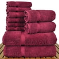 thumbnail image 2 of Luxury Hotel & Spa Quality, Quick Dry 100% Turkish Cotton, 700 GSM, Eco Friendly Towel, Bathroom and Kitchen Dobby Border Towels, 2-Bath Towel, 2-Hand Towel, 6-Washcloth (Bundle Set of 10, Cranberry), 2 of 3
