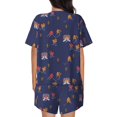 thumbnail image 4 of Womens Pajama Sets With Pocket, hockey players cups navyblue Lounge Sets Short Sleeve Sleepwear PJ Sets for Women, 4 of 6
