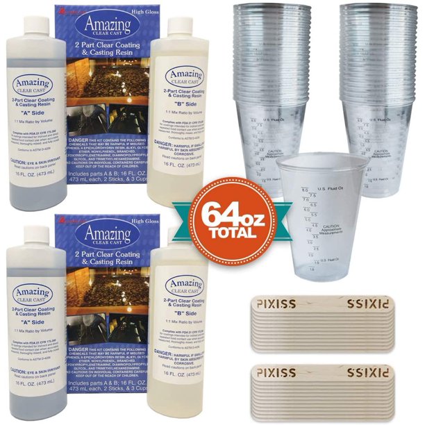 Amazing Clear Cast Resin 32Ounce (2Pack), 40 Disposable Mixing Cups