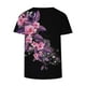 thumbnail image 5 of ICHUANYI Clearance Women Fashion Summer Sexy Fold Printed Regular Women Short Sleeves Round Neck Button Top(Black, L) ICHUANYI WER2023080907020, 5 of 5