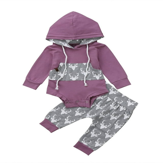 Ensemble de Tenue pour Bébé, Sweat à Capuche à Manches Longues, Pantalon de Renne 0-24M