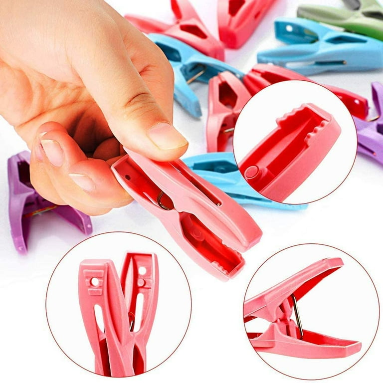 PAMISO Beach Towel Clip, 3 PCS Cloth Pins, Quilt Drying Clip, Plastic  Clothespins, Strong Grip Holder to Dry Laundry on Clothesline and Hanging