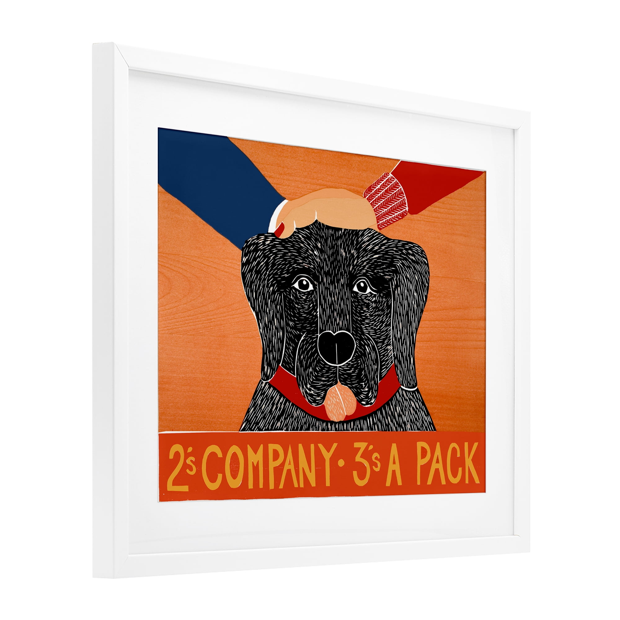 2's Company Dog White Framed Print Under Glass, design by Stephen Huneck
