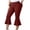Wine, variant on Miqool Women's Plus Size Ruffled Hem Capri Pants High Waist Summer Casual Flared Leg Stretch Yoga Capri Leggings Bell Bottoms