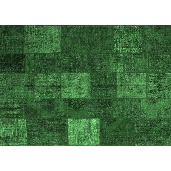Ahgly Company Indoor Rectangle Patchwork Emerald Green Transitional Area Rugs, 6' x 9'
