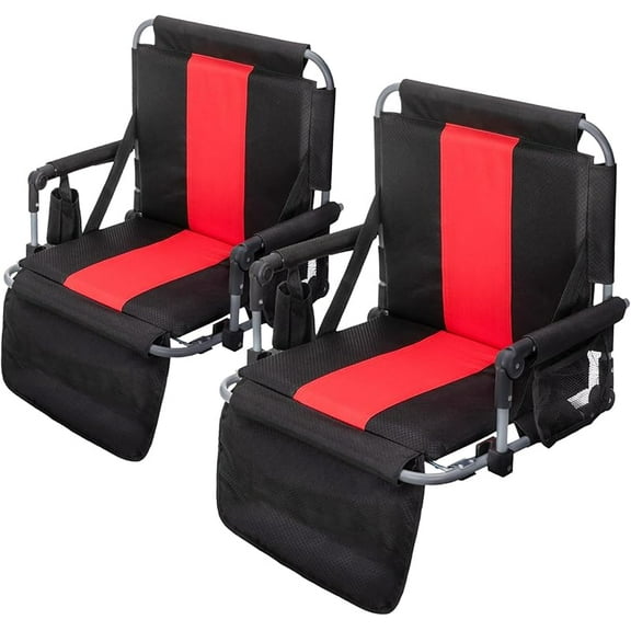Stadium Seat for Bleachers Portable Outdoor Floor Folding Stadium Chair with Armrest, Back Support, Cup Holder, Mesh Bag and Hide Hooks