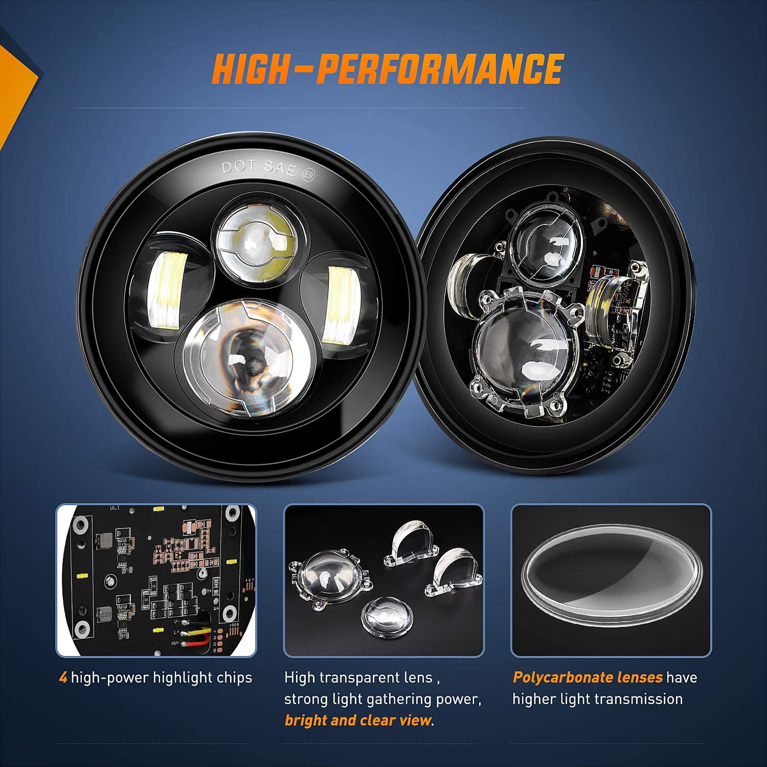 Nilight 2PCS Inch Round Cree LED Headlight High Low Beam for Wrangler JK  通販
