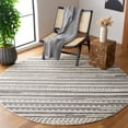 thumbnail image 2 of SAFAVIEH Urban Griselda High Low Striped with Fringe Area Rug, Grey/Ivory, 6'7" x 6'7" Round, 2 of 8