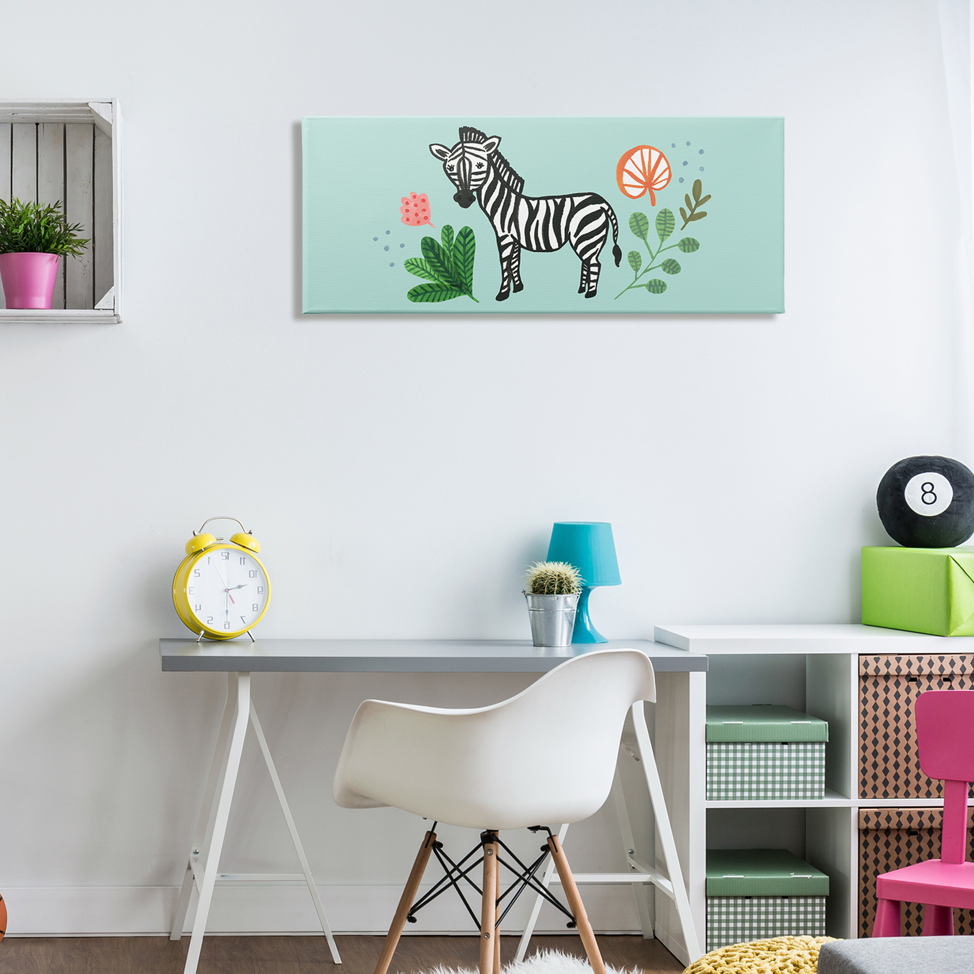 Stupell Industries Whimsical Zebra Botanical Plant Border Design, 40 x 17, Design by Heather Strianese