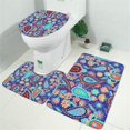 thumbnail image 2 of Blue Paisley and Floral Pattern Bathroom Rugs Sets 3 Piece,Toilet Cover Set,Absorbent Non Slip Bathroom Mats Sets with U-Shaped Contour Rug Toilet Rug Set, 2 of 5