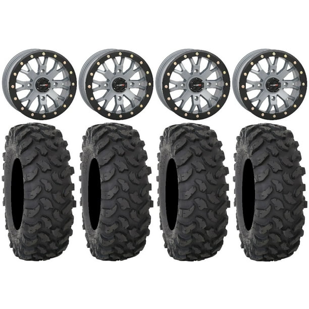 System 3 SB4 Grey (4+3) 14" Wheels 32" XTR370 Tires Kawasaki Mule Pro