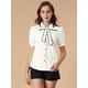 thumbnail image 2 of Blusa de Trabajo Allegra K Manga Corta Cuello Abullonado Peter Pan Mujer Blanco M, 2 of 6