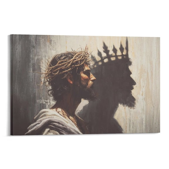 Jesus Is King Mural Jesus And Crown Vintage Canvas Painting Print Christian Bible Art Poster Room Aesthetic Poster Print Art Wall Painting Canvas Posters Gifts Modern Bedroom Decor 24x36inch(60x90cm)