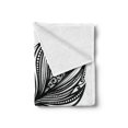 thumbnail image 2 of Black and White Soft Flannel Fleece Throw Blanket, Boho Leaves Hippie Lifestyle Yoga with Swirls and Curved Art Motif, Cozy Plush for Indoor and Outdoor Use, 60" x 80", Black White, by Ambesonne, 2 of 5