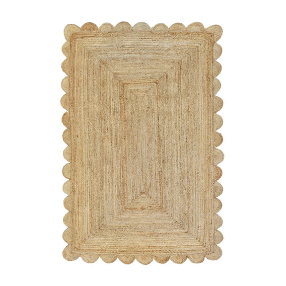 Natural Jute Scalloped Jute Area Rug 2x3 Feet