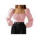 thumbnail image 1 of Sunloudy Blusas cortas con busto fruncido para mujer, manga larga de farol, cuello cuadrado, camisetas ajustadas Sunloudy  S M L XL, 1 of 8