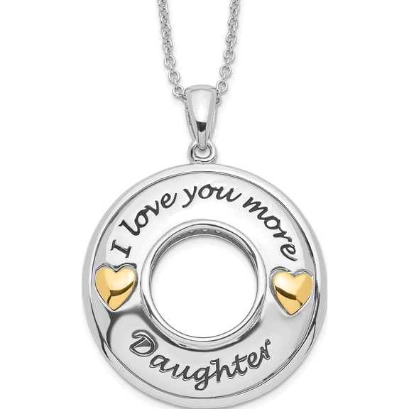 Sterling Silver Goldplate Antique Cz I Love You More Daughter 18In Necklac Made In China qsx600
