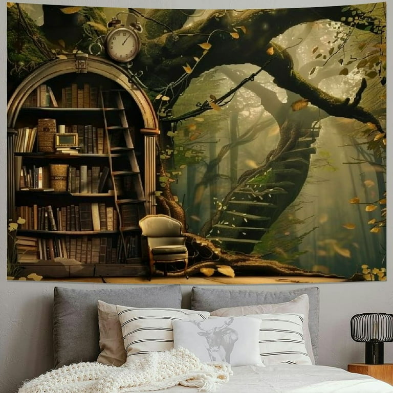 Bookcase tapestry sale