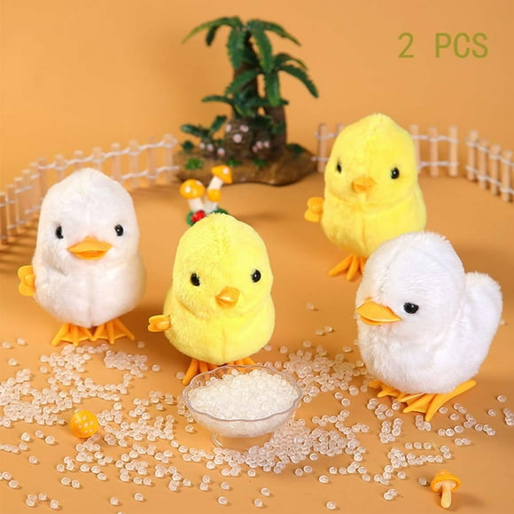 Cheers.US 2 PCS Wind Up Plush Toy High Imitation Decorative Soft Texture Clockwork Jumping Walking Chick Duck Toy Vivid, Fun, Adorable for Festival