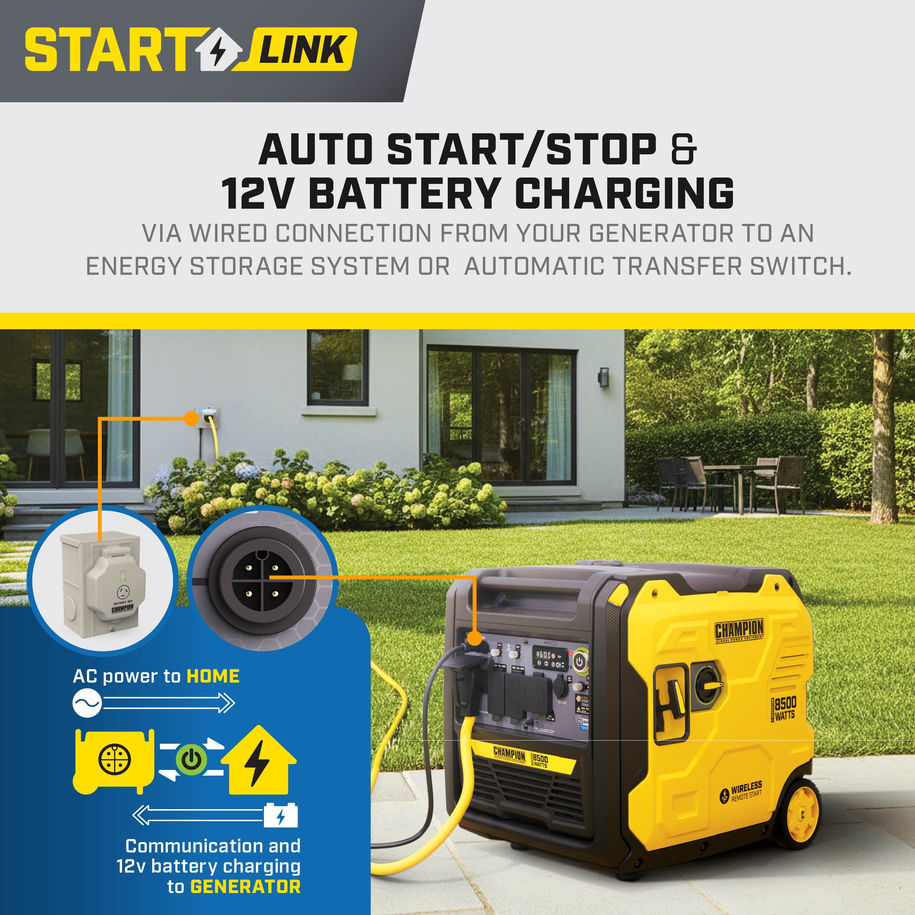 Champion Power Equipment 8500-Watt Wireless Remote Start Ultra Quiet RV Ready Portable Inverter Generator with StartLINK and CO Shield