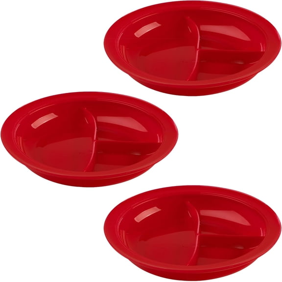 Providence Spillproof Co. Partitioned Plate 9" Red, Pack of 3