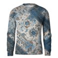 thumbnail image 6 of Wutalume Men's Round Neck Ribbed Knit Pullover, Long Sleeve Retro Texture Print Sweater, Comfortable Stretch Top for Casual and Smart Casual Wear,Earthy Yellow 3XL, 6 of 7