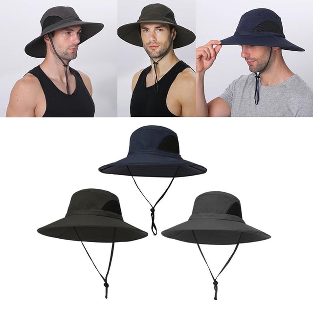 3PCS Mujeres Hombres Al Aire Libre Sombrer Senderismo Camping Sombrero de Cubo a Prueba Macarena Sombrero para el sol de ala grande para hombre