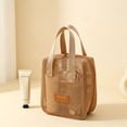 thumbnail image 6 of Tdxkok Portable Large Capacity Mesh Makeup Bag Travel Toiletry Storage Organizer Pouch Brown, 6 of 7