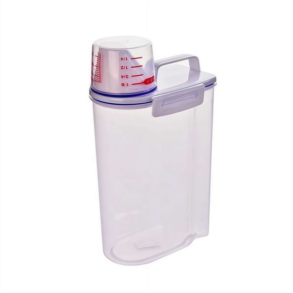 Pet Food Storage Container, Clear Plastic Bin for Dog Cat Kibble Rice Flour Cereal, with Measuring Cup & Pour Spout