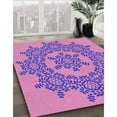 thumbnail image 3 of Ahgly Company Machine Washable Indoor Square Transitional Violet Purple Area Rugs, 4' Square, 3 of 7