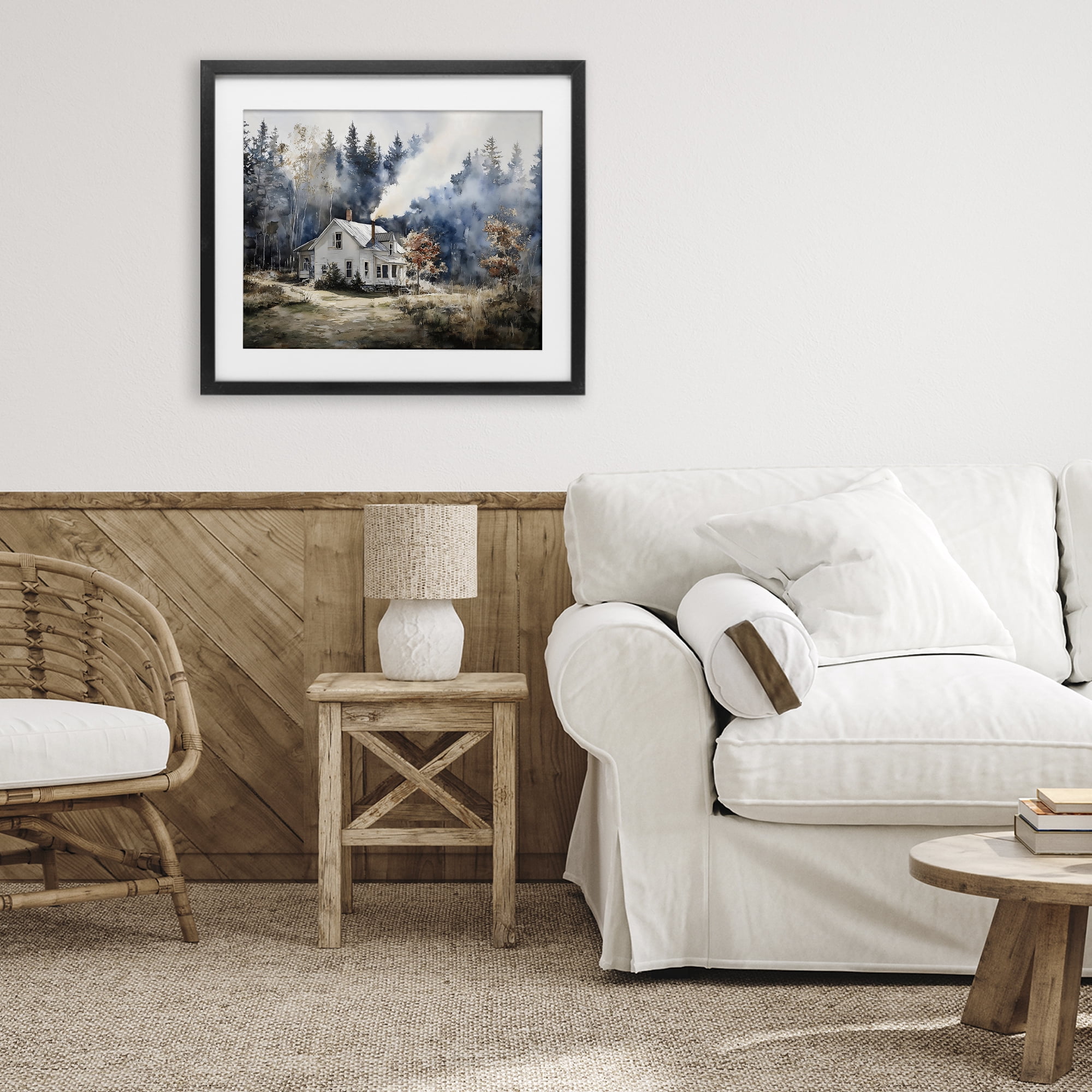 Stupell Industries Indigo Smoke at Woodland Cottage Black Framed Print Under Glass, design by Franklyn Gregory