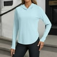 thumbnail image 2 of Razzly Long Sleeve Women Running Shirt Ladies Athletic Wear Light Long Sleeve Women Shirt Polyester Spandex Women's Athletic Tops Women's Fitness High Elasticity Quick Drying Yoga Running Sun(Blue,L), 2 of 6