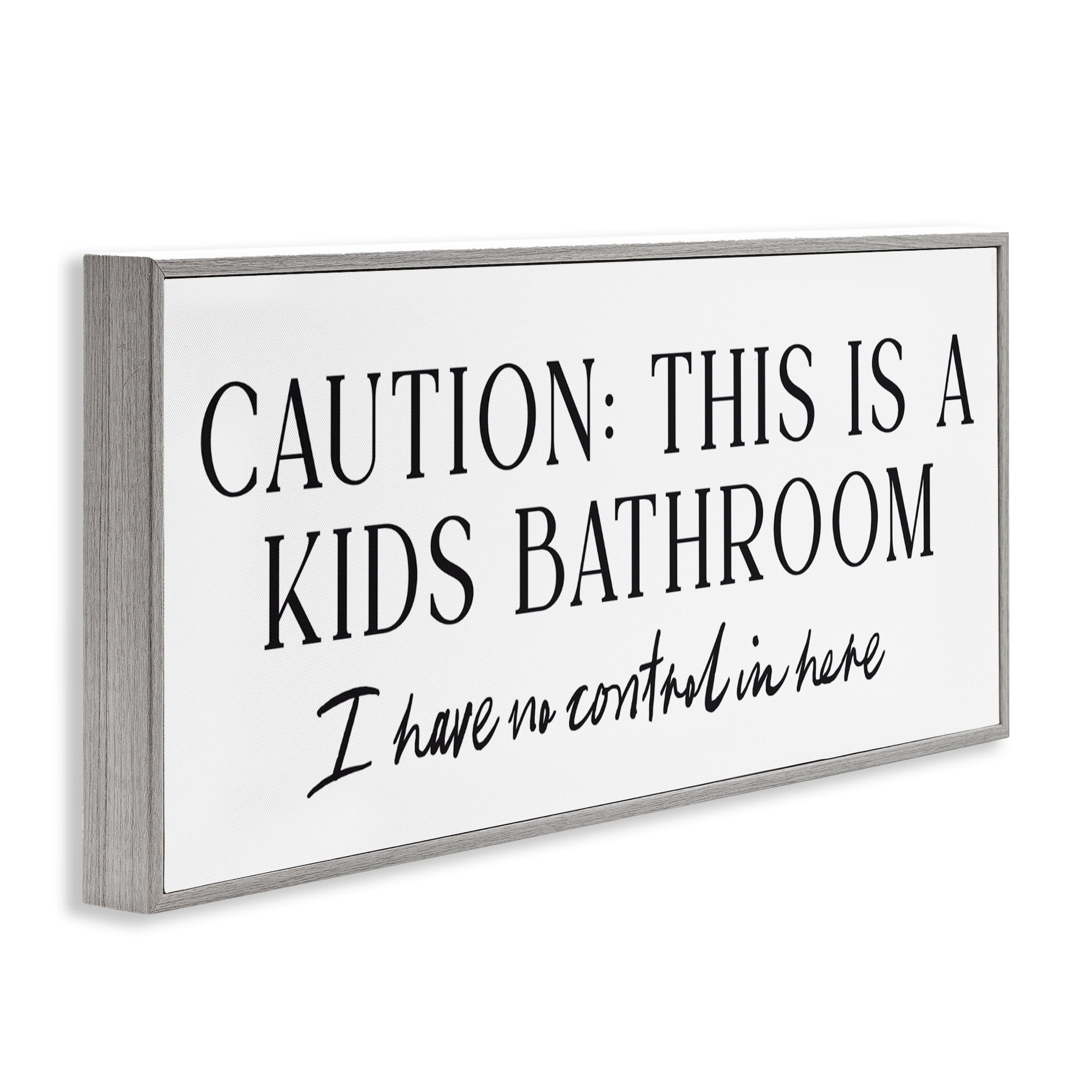 Stupell Industries No Control Kid's Bathroom Gray Framed Giclee Art, design by Lettered and Lined