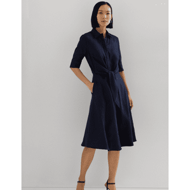 Lauren Ralph Lauren Women's Navy Linen Shirtdress, 14