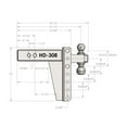 thumbnail image 2 of Bulletproof Hitches Trailer Hitch Ball Mount HD308 For 3 Inch Receiver; Lockable Lock Sold Separate; 22000 Pound Gross Trailer Weight; Adjustable 8 Inch Drop/8 Inch Rise; Non Swivel; Non-Extendable, 2 of 16