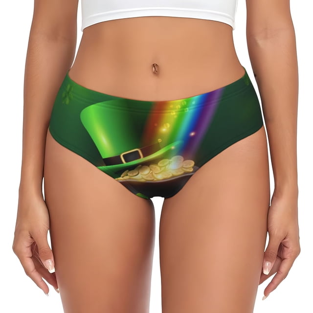 Fotbe St. Patrick's Day4 Calzones Estampados para Mujer – Ropa Interior de Algodón, Cómoda, Suave y Elástica-Small